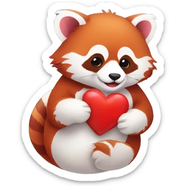 Red panda holding a heart in his hand sticker