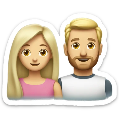 Trainierter Mann mit braunen Haaren und Bart mit Frau blond jung hübsch grüne Augen festlichen schick  sticker