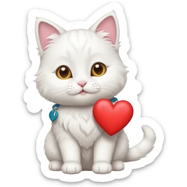 Cute white cat making heart shape with his hand above the head like this🙆‍♂️ sticker