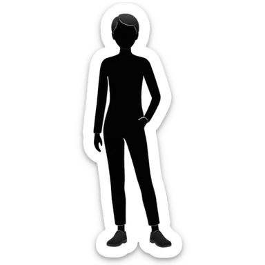 Minimalistic flat vector icon, iOS style, thin black outline on white background. Person silhouette. Black, completely monochrome, matte.  sticker