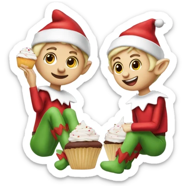 An elf on the shelf eating a cupcake  sticker