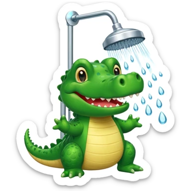 Cute crocodile is showing under the shower like game Where's my water sticker