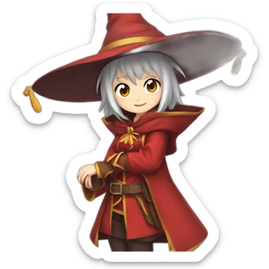 female mage red clothing pointy hat megumin sticker