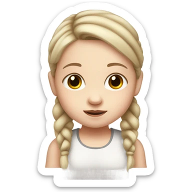 pale white toddler girl with brown straight pigtails and big black eyes not blonde no blonde hair NO BLONDE HAIR sticker