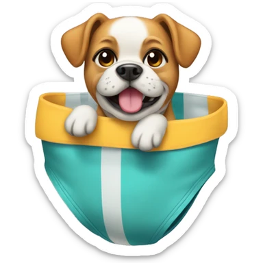 Dog wearing bathing suit sticker