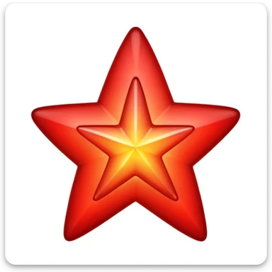 A single red star emoji in cartoon style. The star should be symmetrical, shiny, and have smooth edges. It should glow softly with a red aura. The design should be friendly and emoji-like, with a transparent background. sticker