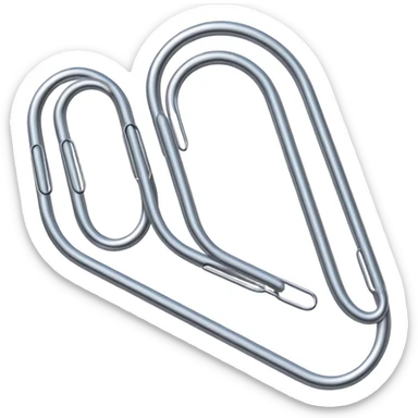 Realistic, silver paper clip sticker