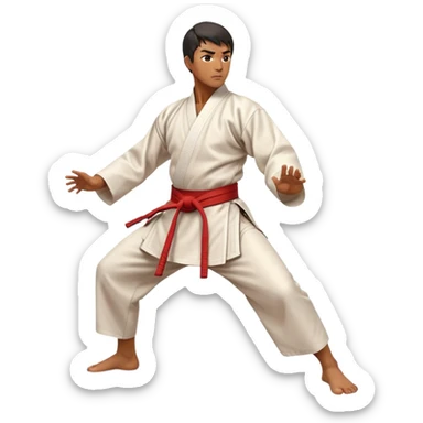 Cinematic Realistic Kung Fu Action Emoji, depicted as an epic martial arts scene with a master executing a precise move in traditional attire, rendered with fluid motion and vibrant textures under dramatic high-contrast lighting. sticker