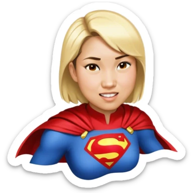 Asian brown hair superhero wife sticker