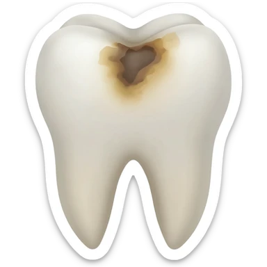 a tooth with caries, into the middle of the crown of the tooth sticker