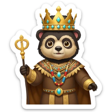 Spectacled bear in Cusco Inca attire with the Manco Capac costume, which includes a crown and Inca-style clothing sticker
