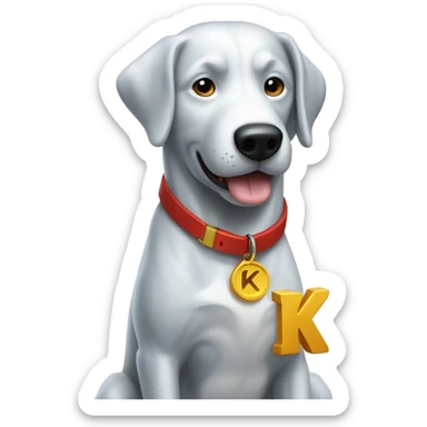 krypto the superdog, letter K on dogtag sticker