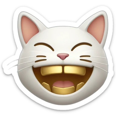 smiling cat face with gold teeth sticker