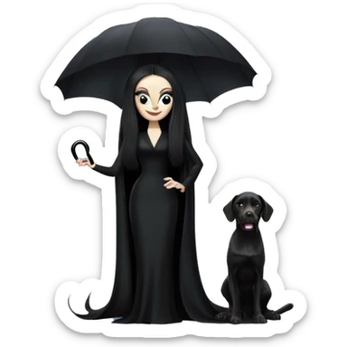 Fun Morticia Addams at a rainy funeral holding umbrella. funeral veil,gloves, holding small clutch.Palm Beach Honey Barbie  sticker