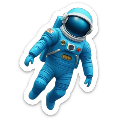 blue spaceman in a blue suit flying straight up into space sticker