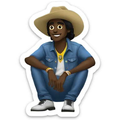cowboy at a brazilian soccer game wearing cole hann shoes who listens religiously to playboi carti. sticker