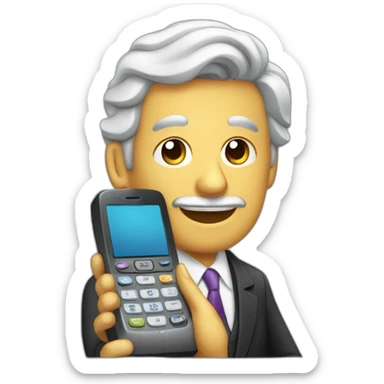 empresario teniendo una llamada telefonica con su celular sticker