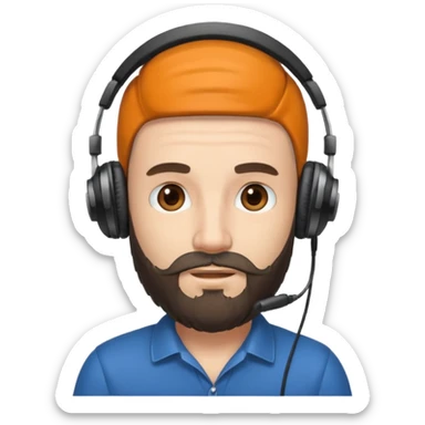 create a Men with Beard and Headphones and some hairs on his head sticker