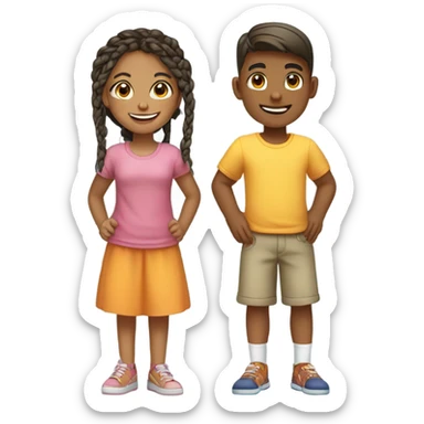 happy girl and boy outdoors sticker