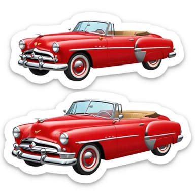 classic red convertible 1950s sticker