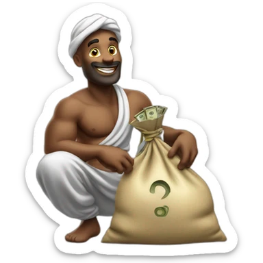 genie holding the big sack of money 4k sticker