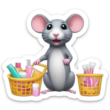 rat shopping for cosmetics sticker