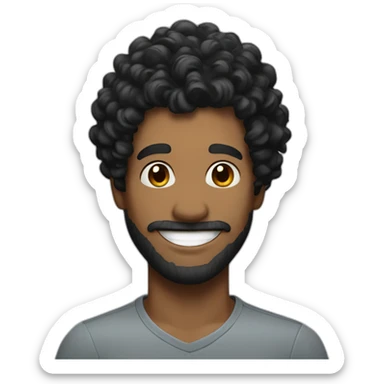 happy face with curly black hair man sticker