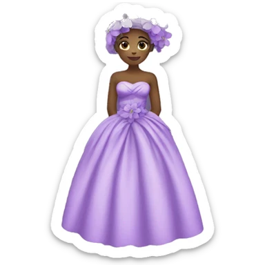 Purple flower dress gown sticker