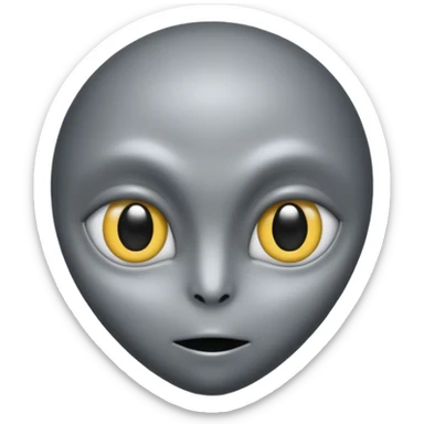 Grey alien head, almond-shaped eyes solid black, entire eye black, no white or iris, slanted, pale grey skin, cartoon emoji, no background


 sticker