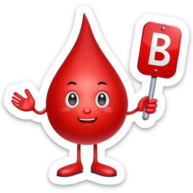 blood drop character holding a B.R.B. sign sticker