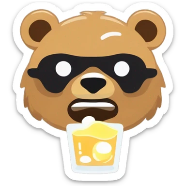 drunk bear with one eye shut sticker