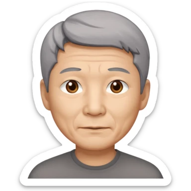 homme asiatique cheveux court gris foncé yeux marrons visage ridé sticker