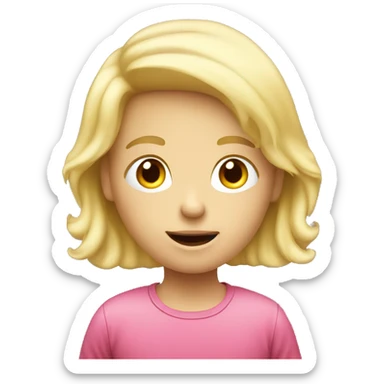 talking blond child with speech bubble near sticker