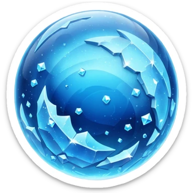 blue planet, glass Planet, surface covered in glowing crystals with lots of dust sticker