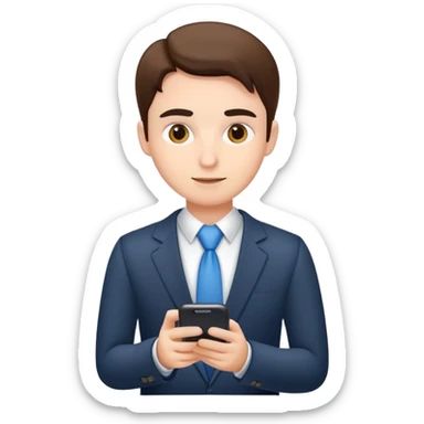 Business salesperson checking sales data on smartphone sticker