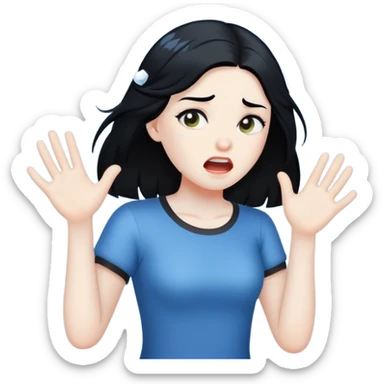 Girl with black hair getting hit by hail sticker