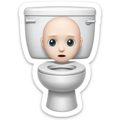 A toilet with a head sticking out sticker