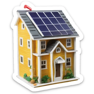 Apartment building shaped birdhouse for birds with solar lights  sticker