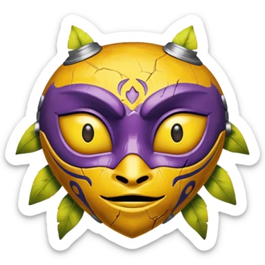 majoras mask mixed with the eyebrow raised emoji sticker