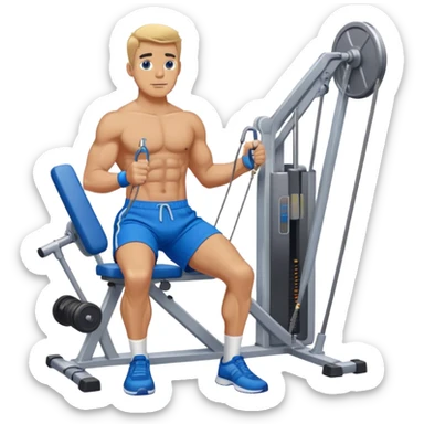 standing fit man with blue shorts cable-machine-exercise sticker