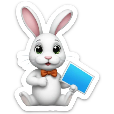 a bunny holding a done sign sticker