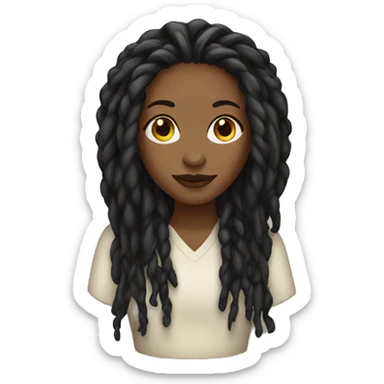Black woman with long dread locs sticker