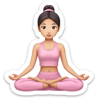 asian yoga girl light pink clothes  sticker