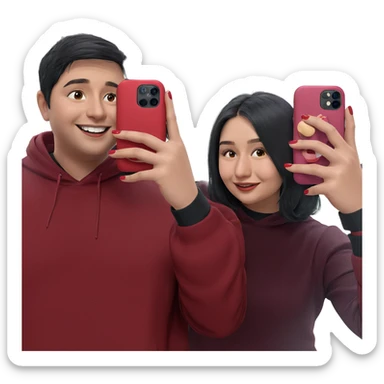 smiling duo with nail polish sticker