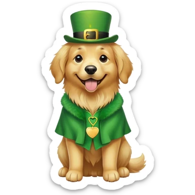 Golden retriever wearing st Patrick’s day outfit sticker