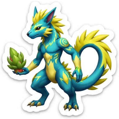 Tribal furry anthropomorphic Colorful Fruity Gay Manectric-Electrike-Zeraora-Zygarde-fusion-hybrid-creature  sticker