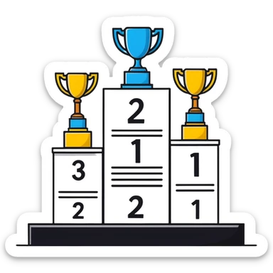 leaderboard podium with 1st, 2nd, 3rd rankings clearly labeled sticker