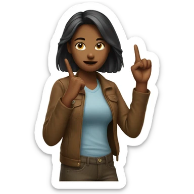 A girl flipping someone off with her middle finger not a peace sign sticker