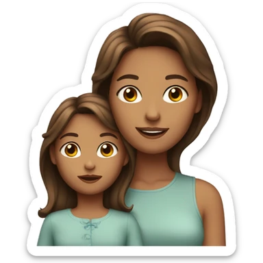girl brown hair with a little daughter  sticker