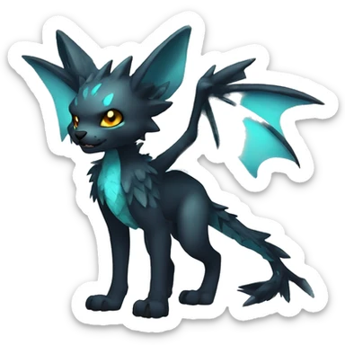 cool edgy fantasy dark-themed animal hybrid Fakemon full body sticker